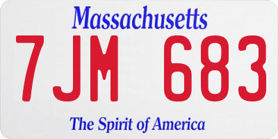 MA license plate 7JM683