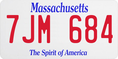MA license plate 7JM684
