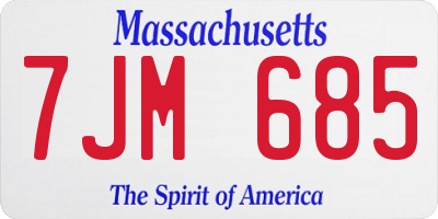MA license plate 7JM685