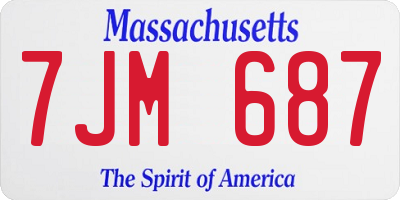 MA license plate 7JM687