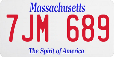 MA license plate 7JM689