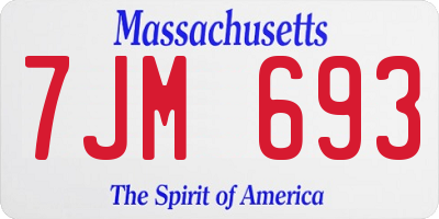 MA license plate 7JM693