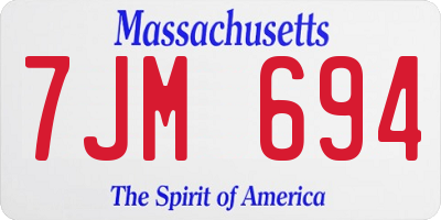 MA license plate 7JM694