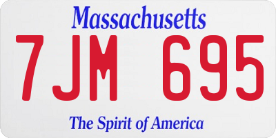 MA license plate 7JM695