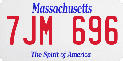 MA license plate 7JM696