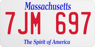 MA license plate 7JM697