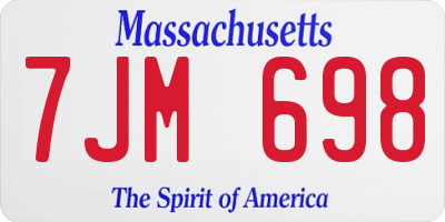 MA license plate 7JM698