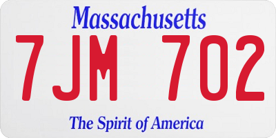 MA license plate 7JM702