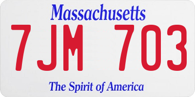 MA license plate 7JM703