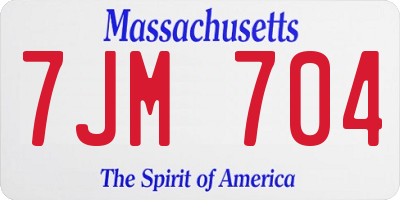 MA license plate 7JM704