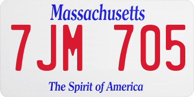 MA license plate 7JM705