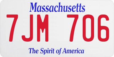 MA license plate 7JM706