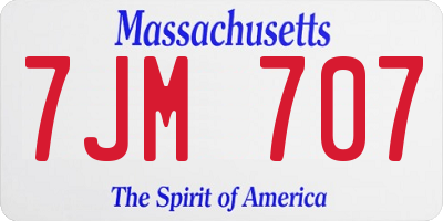 MA license plate 7JM707
