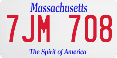 MA license plate 7JM708