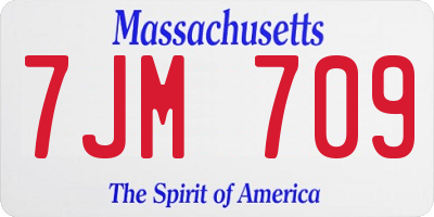 MA license plate 7JM709
