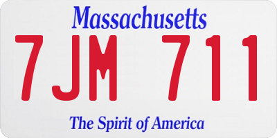 MA license plate 7JM711