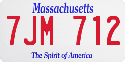 MA license plate 7JM712