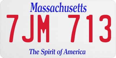 MA license plate 7JM713