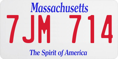 MA license plate 7JM714
