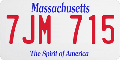 MA license plate 7JM715