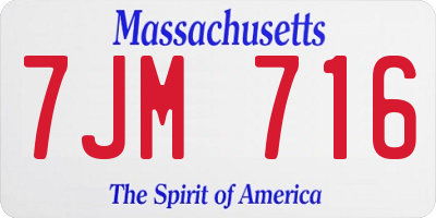 MA license plate 7JM716