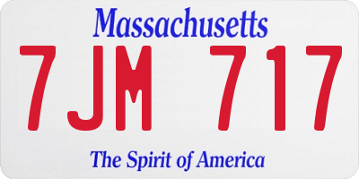 MA license plate 7JM717