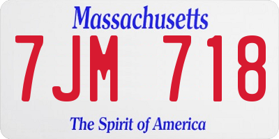 MA license plate 7JM718
