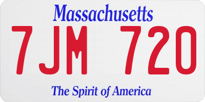 MA license plate 7JM720