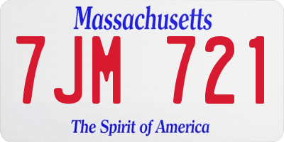MA license plate 7JM721