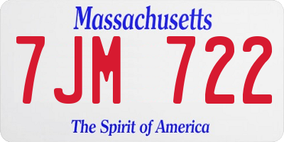 MA license plate 7JM722