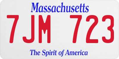 MA license plate 7JM723