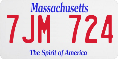 MA license plate 7JM724