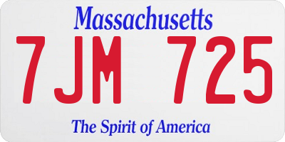 MA license plate 7JM725
