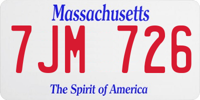 MA license plate 7JM726