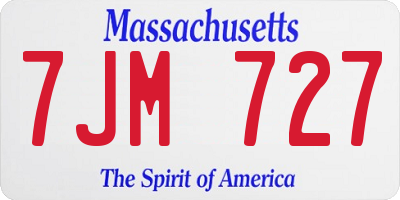 MA license plate 7JM727