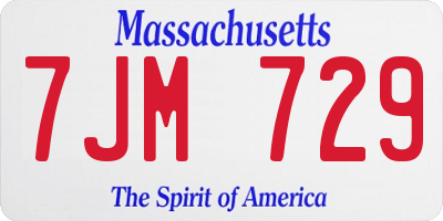 MA license plate 7JM729