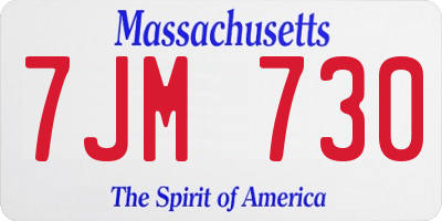 MA license plate 7JM730