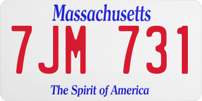 MA license plate 7JM731