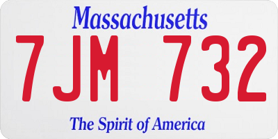 MA license plate 7JM732