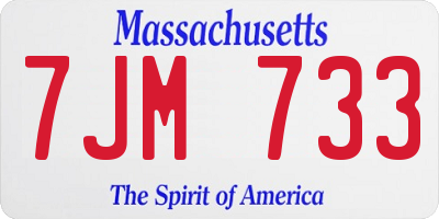 MA license plate 7JM733