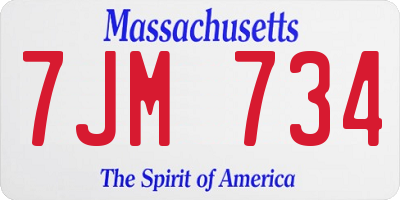 MA license plate 7JM734