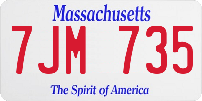 MA license plate 7JM735