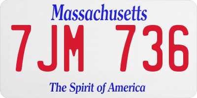 MA license plate 7JM736
