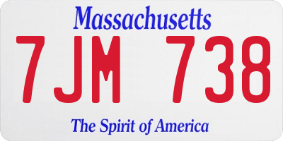 MA license plate 7JM738