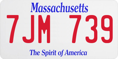 MA license plate 7JM739