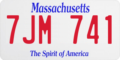 MA license plate 7JM741