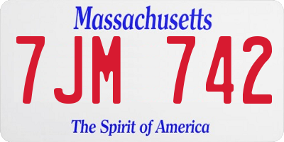 MA license plate 7JM742