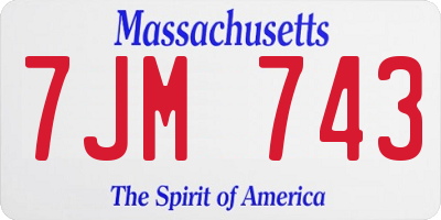 MA license plate 7JM743