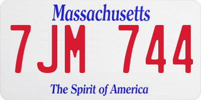 MA license plate 7JM744