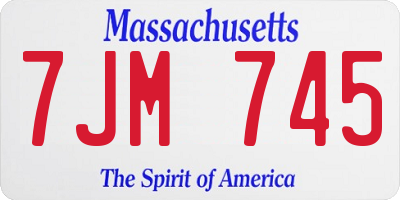 MA license plate 7JM745